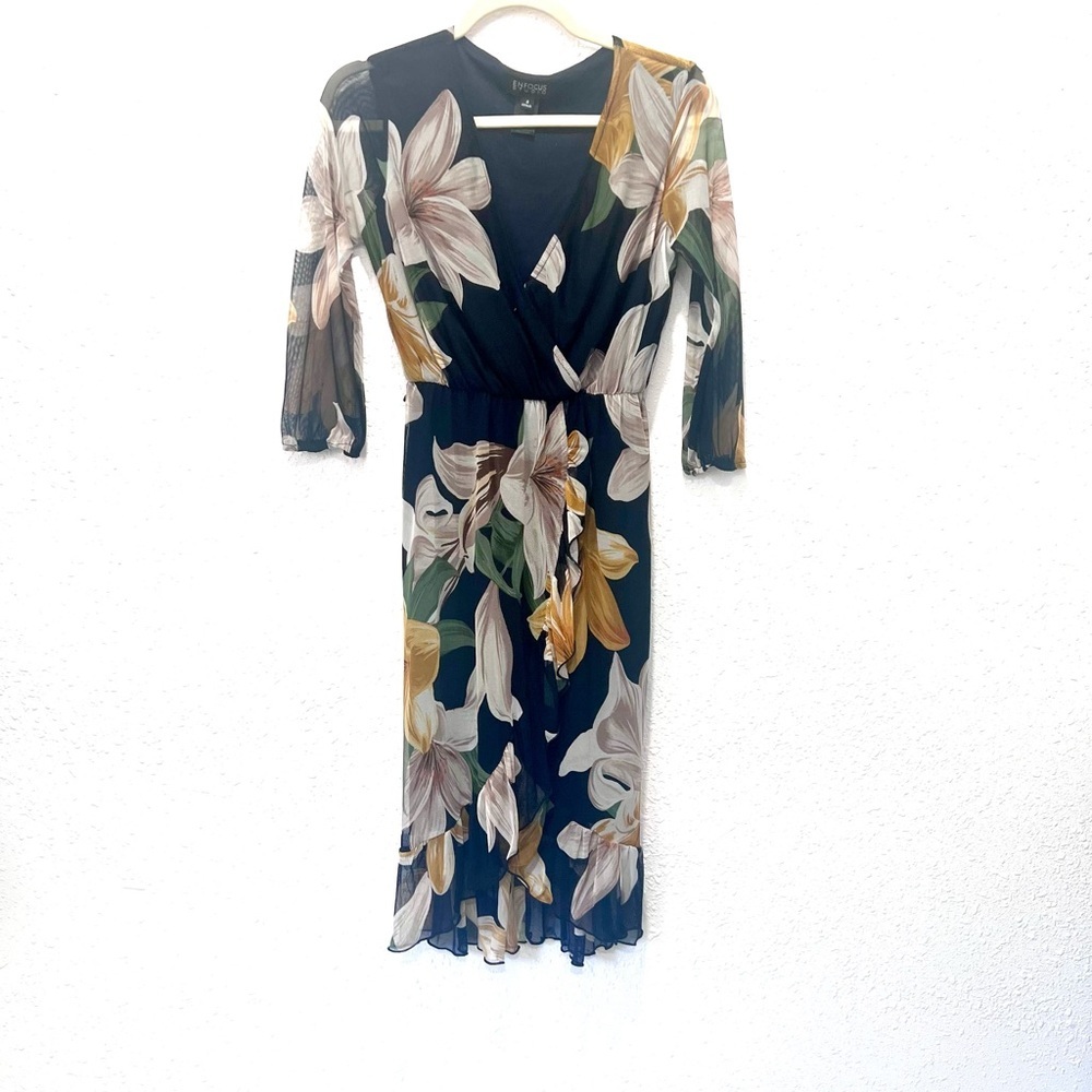 Enfocus Studio Blue Midi Sheath Dress with V-Neck 4‎